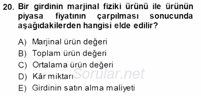 İktisada Giriş 1 2014 - 2015 Ara Sınavı 20.Soru