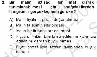 İktisada Giriş 1 2014 - 2015 Ara Sınavı 3.Soru