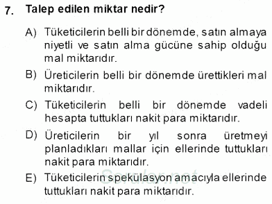 İktisada Giriş 1 2014 - 2015 Ara Sınavı 7.Soru