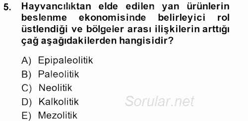 Eski Anadolu Tarihi 2013 - 2014 Ara Sınavı 5.Soru