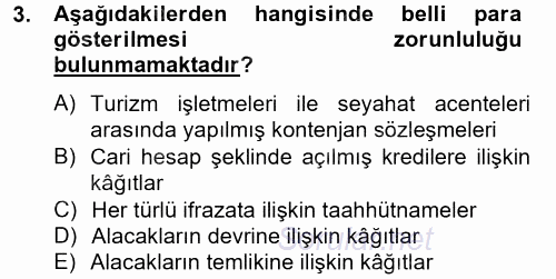Damga Vergisi Ve Harçlar Bilgisi 2012 - 2013 Ara Sınavı 3.Soru