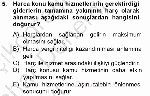 Damga Vergisi Ve Harçlar Bilgisi 2012 - 2013 Ara Sınavı 5.Soru
