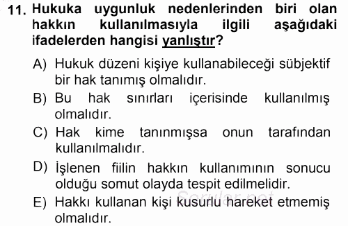 Ceza Hukukuna Giriş 2014 - 2015 Ara Sınavı 11.Soru