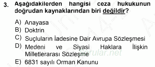 Ceza Hukukuna Giriş 2014 - 2015 Ara Sınavı 3.Soru