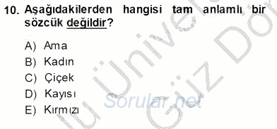 Türkçe Sözlü Anlatım 2013 - 2014 Dönem Sonu Sınavı 10.Soru