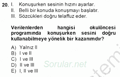 Türkçe Sözlü Anlatım 2013 - 2014 Dönem Sonu Sınavı 20.Soru