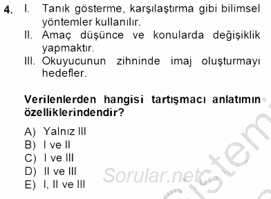 Türkçe Sözlü Anlatım 2013 - 2014 Dönem Sonu Sınavı 4.Soru