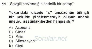 Yeni Türk Edebiyatına Giriş 2 2014 - 2015 Ara Sınavı 11.Soru