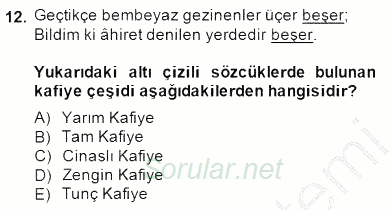 Yeni Türk Edebiyatına Giriş 2 2014 - 2015 Ara Sınavı 12.Soru