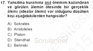 Yeni Türk Edebiyatına Giriş 2 2014 - 2015 Ara Sınavı 17.Soru