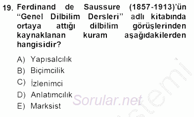 Yeni Türk Edebiyatına Giriş 2 2014 - 2015 Ara Sınavı 19.Soru