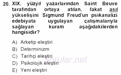 Yeni Türk Edebiyatına Giriş 2 2014 - 2015 Ara Sınavı 20.Soru