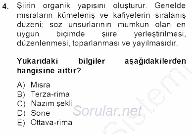 Yeni Türk Edebiyatına Giriş 2 2014 - 2015 Ara Sınavı 4.Soru