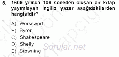 Yeni Türk Edebiyatına Giriş 2 2014 - 2015 Ara Sınavı 5.Soru
