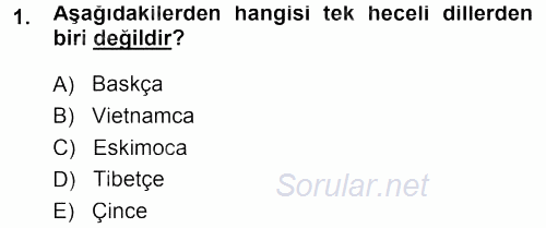 Orhon Türkçesi 2013 - 2014 Ara Sınavı 1.Soru