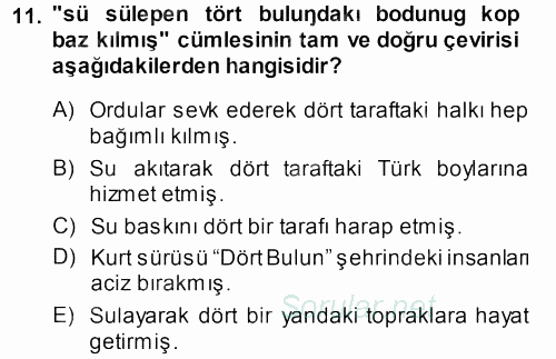 Orhon Türkçesi 2013 - 2014 Ara Sınavı 11.Soru