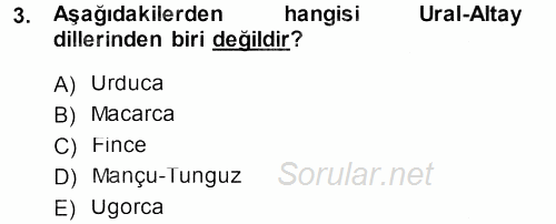 Orhon Türkçesi 2013 - 2014 Ara Sınavı 3.Soru