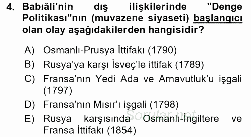 Osmanlı Tarihi (1789-1876) 2015 - 2016 Ara Sınavı 4.Soru