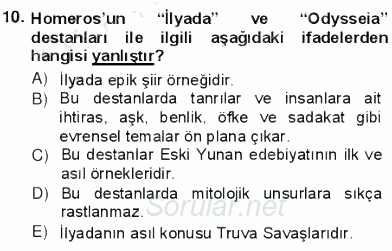 Batı Edebiyatında Akımlar 1 2012 - 2013 Ara Sınavı 10.Soru