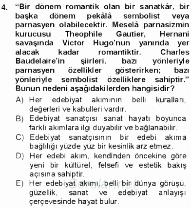 Batı Edebiyatında Akımlar 1 2012 - 2013 Ara Sınavı 4.Soru