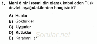 Türk İdare Tarihi 2012 - 2013 Tek Ders Sınavı 1.Soru