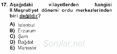 Türk İdare Tarihi 2012 - 2013 Tek Ders Sınavı 17.Soru