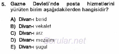 Türk İdare Tarihi 2012 - 2013 Tek Ders Sınavı 5.Soru