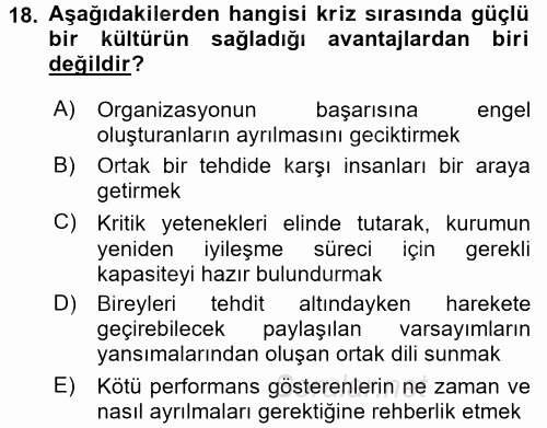 Kurum Kültürü 2016 - 2017 Dönem Sonu Sınavı 18.Soru