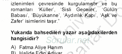 Çağdaş Türk Romanı 2012 - 2013 Dönem Sonu Sınavı 10.Soru