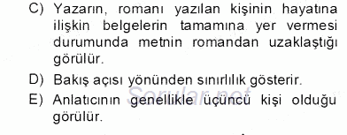 Çağdaş Türk Romanı 2012 - 2013 Dönem Sonu Sınavı 15.Soru