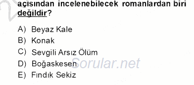 Çağdaş Türk Romanı 2012 - 2013 Dönem Sonu Sınavı 4.Soru