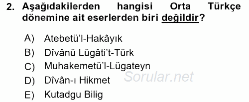 Türk Dili 1 2017 - 2018 3 Ders Sınavı 2.Soru