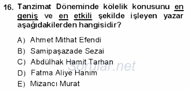 Yeni Türk Edebiyatına Giriş 1 2012 - 2013 Dönem Sonu Sınavı 16.Soru