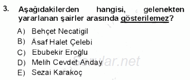 Yeni Türk Edebiyatına Giriş 1 2012 - 2013 Dönem Sonu Sınavı 3.Soru