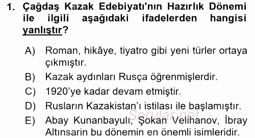 Çağdaş Türk Edebiyatları 2 2017 - 2018 3 Ders Sınavı 1.Soru