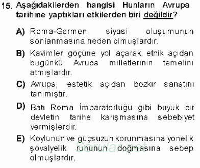 Orta Asya Türk Tarihi 2013 - 2014 Ara Sınavı 15.Soru
