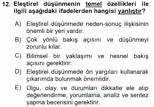 Türk Dili 2 2016 - 2017 Dönem Sonu Sınavı 12.Soru