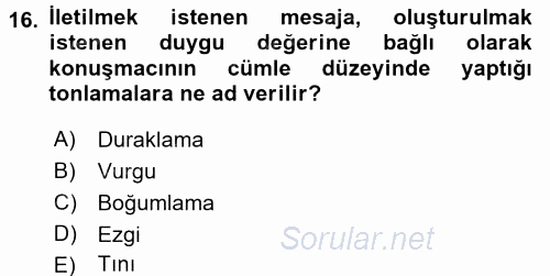 Türk Dili 2 2016 - 2017 Dönem Sonu Sınavı 16.Soru