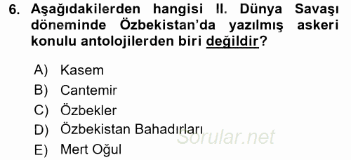 Çağdaş Türk Edebiyatları 2 2017 - 2018 Dönem Sonu Sınavı 6.Soru