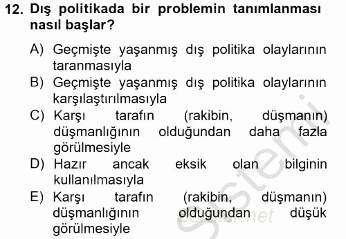 Diş Politika Analizi 2012 - 2013 Ara Sınavı 12.Soru