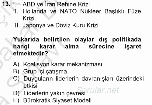 Diş Politika Analizi 2012 - 2013 Ara Sınavı 13.Soru