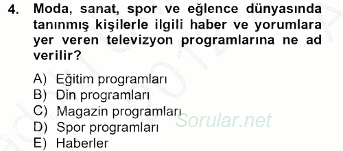 Radyo ve Televizyon Stüdyoları 2012 - 2013 Ara Sınavı 4.Soru