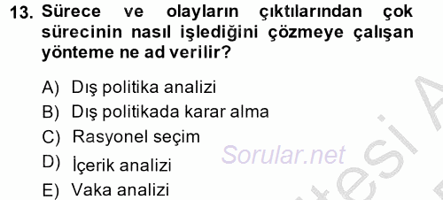 Diş Politika Analizi 2014 - 2015 Ara Sınavı 13.Soru