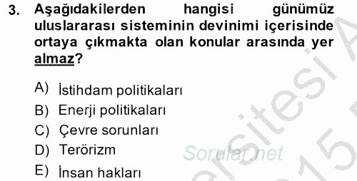 Diş Politika Analizi 2014 - 2015 Ara Sınavı 3.Soru