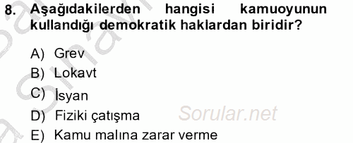Diş Politika Analizi 2014 - 2015 Ara Sınavı 8.Soru