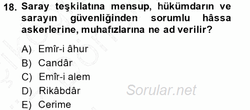 Türkiye Selçuklu Tarihi 2014 - 2015 Ara Sınavı 18.Soru