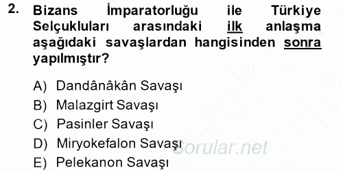 Türkiye Selçuklu Tarihi 2014 - 2015 Ara Sınavı 2.Soru