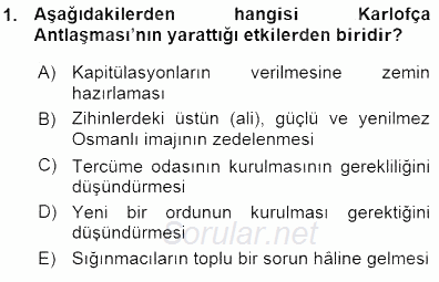 Tanzimat Dönemi Türk Edebiyatı 1 2015 - 2016 Ara Sınavı 1.Soru