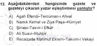 Tanzimat Dönemi Türk Edebiyatı 1 2015 - 2016 Ara Sınavı 13.Soru