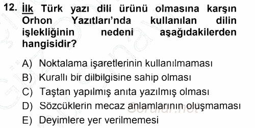 Türk Dili 1 2012 - 2013 Dönem Sonu Sınavı 12.Soru